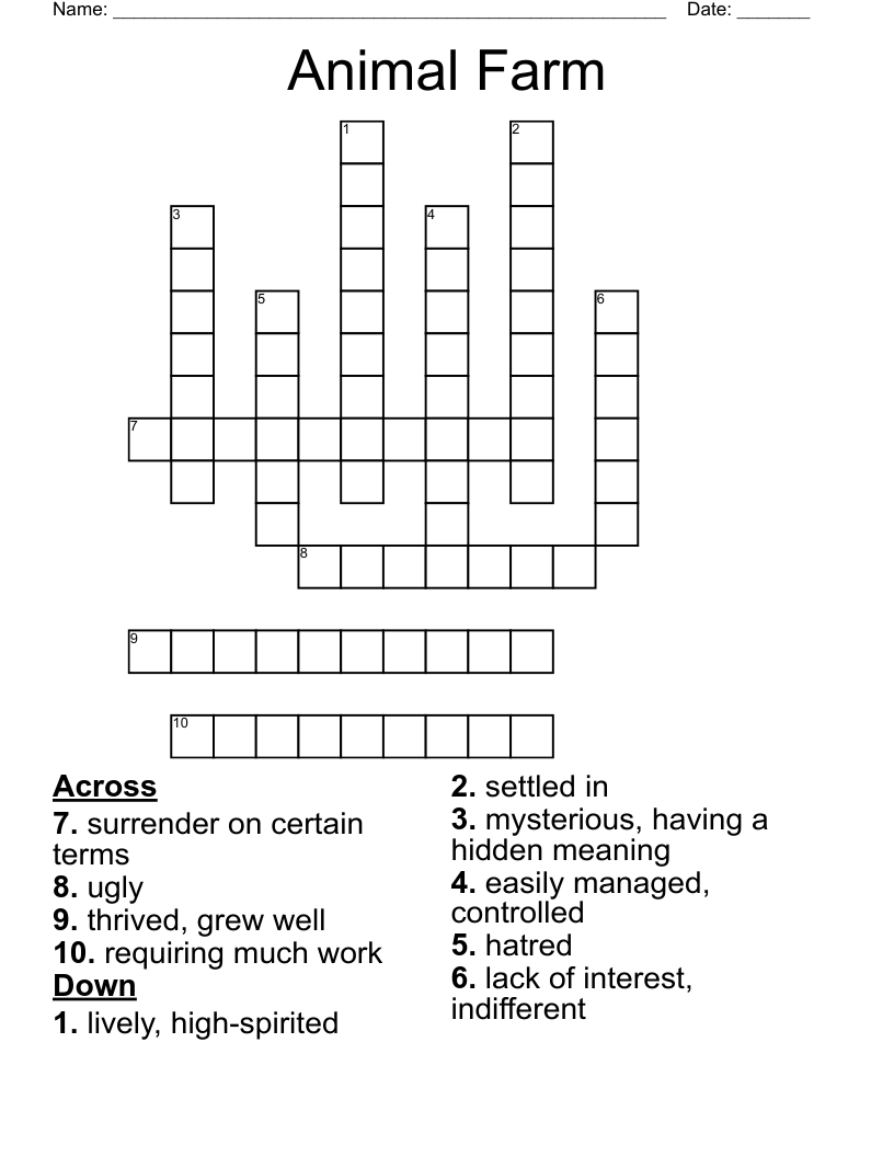 Animal Farm Crossword