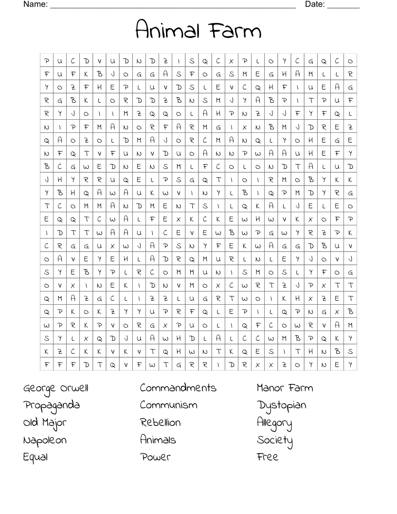 Animal Farm Word Search
