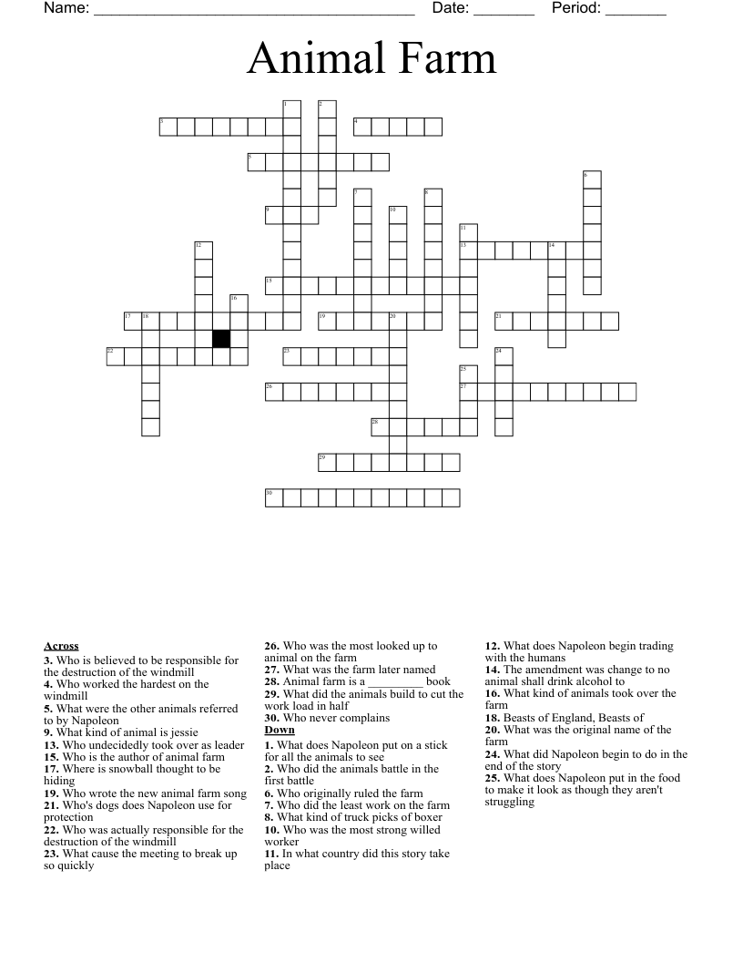 Animal Farm Crossword