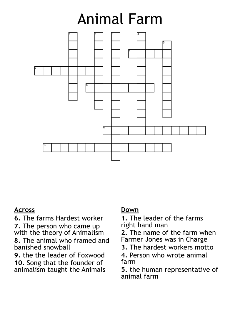 Animal Farm Crossword