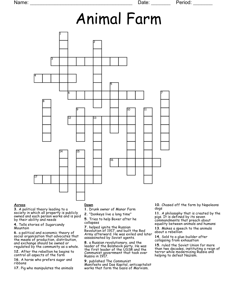 Animal Farm Crossword