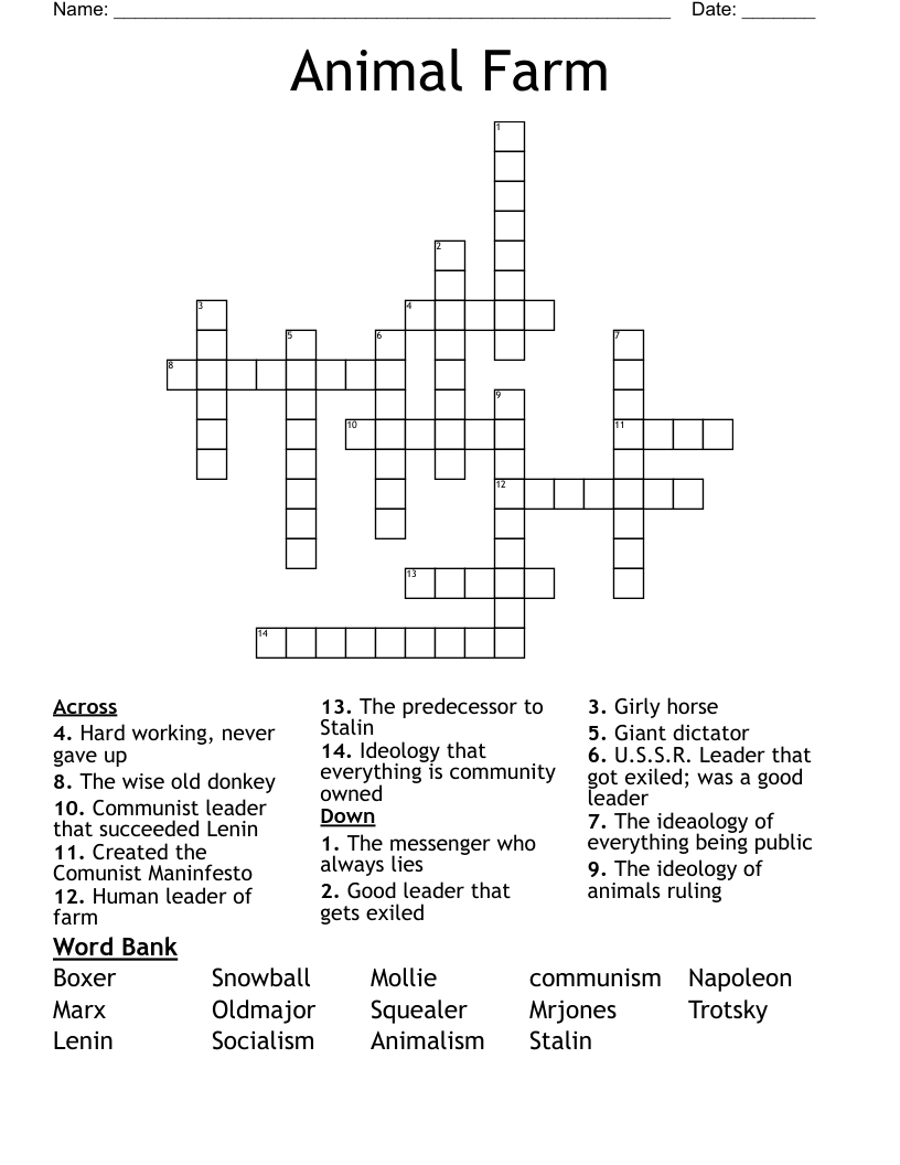 Animal Farm Crossword