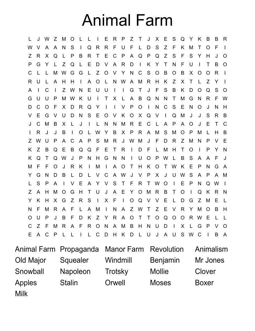 Animal Farm Word Search