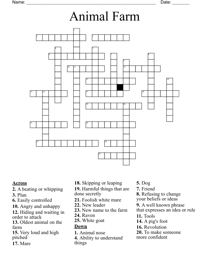 Animal Farm Crossword