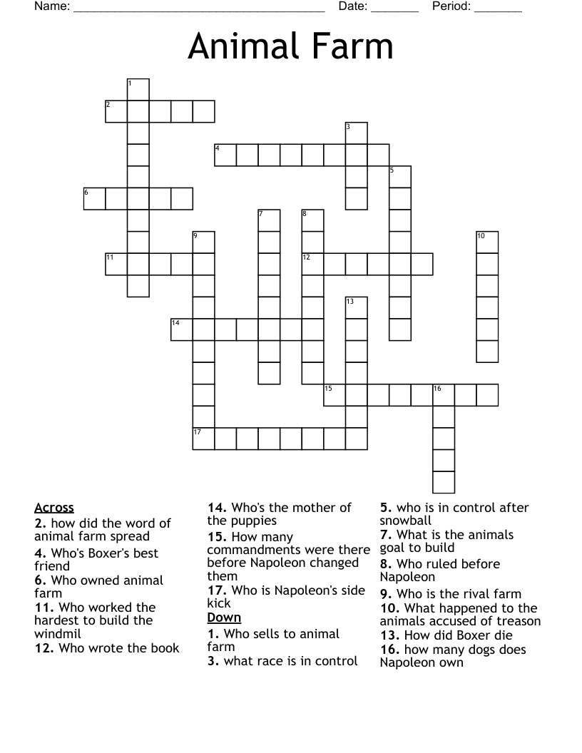 Animal Farm Crossword