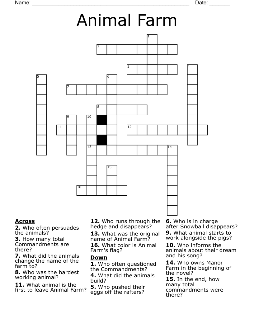 Animal Farm Crossword