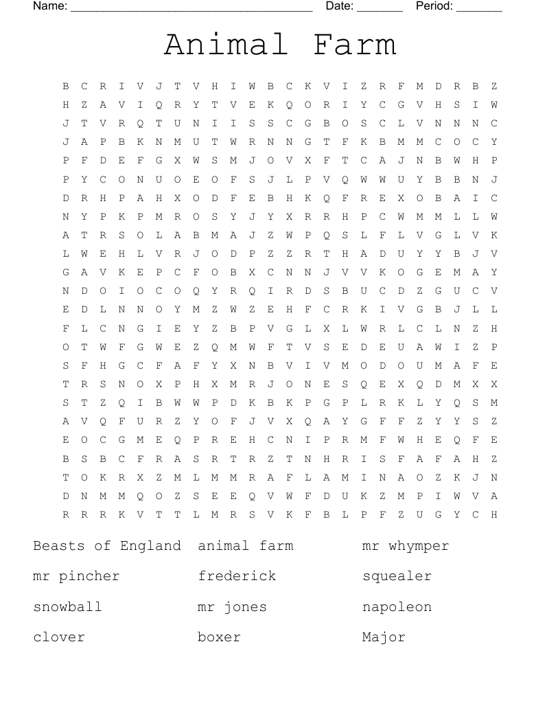Animal Farm Word Search