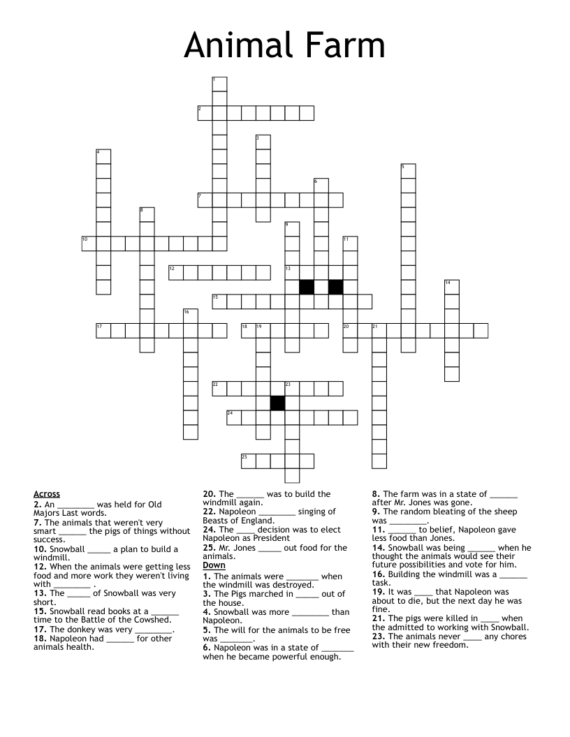 Animal Farm Crossword