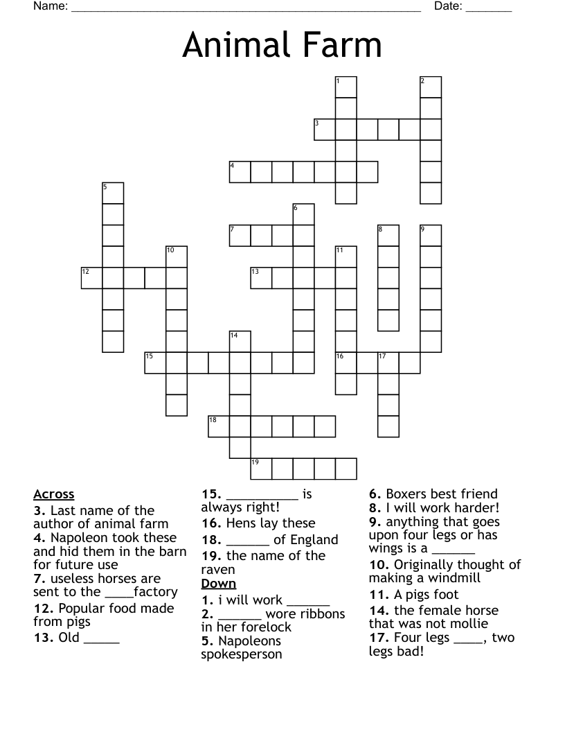 Animal Farm Crossword