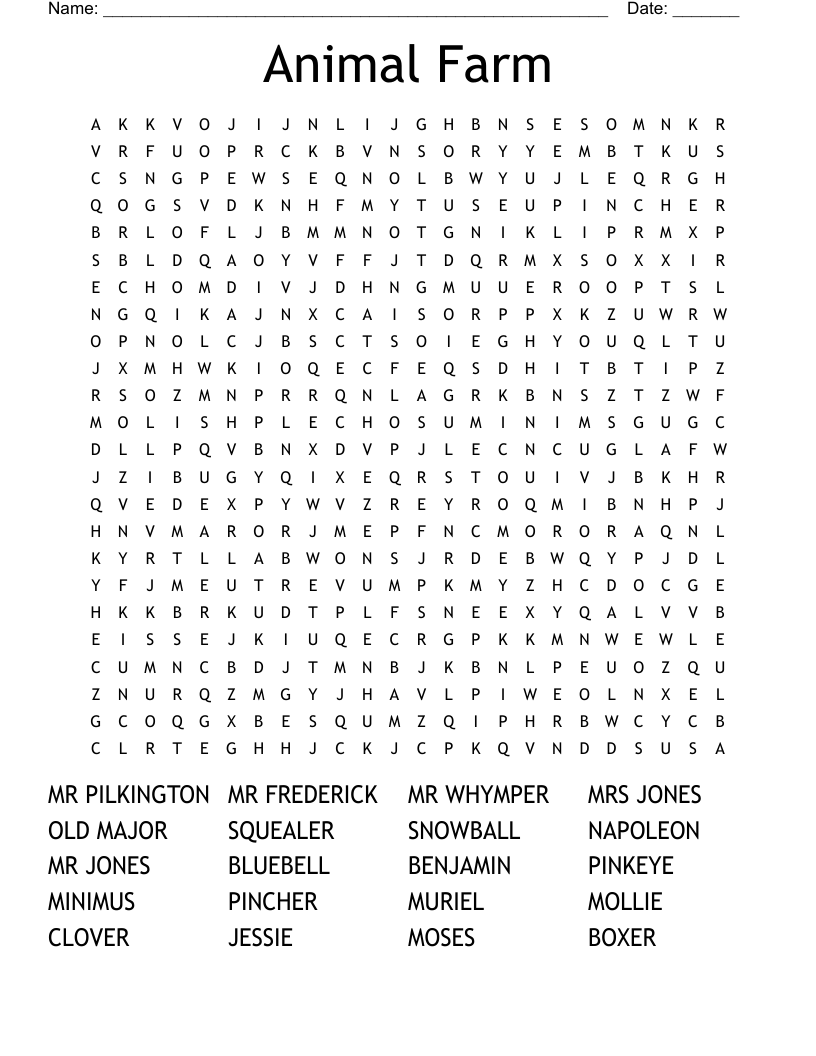 Animal Farm Word Search