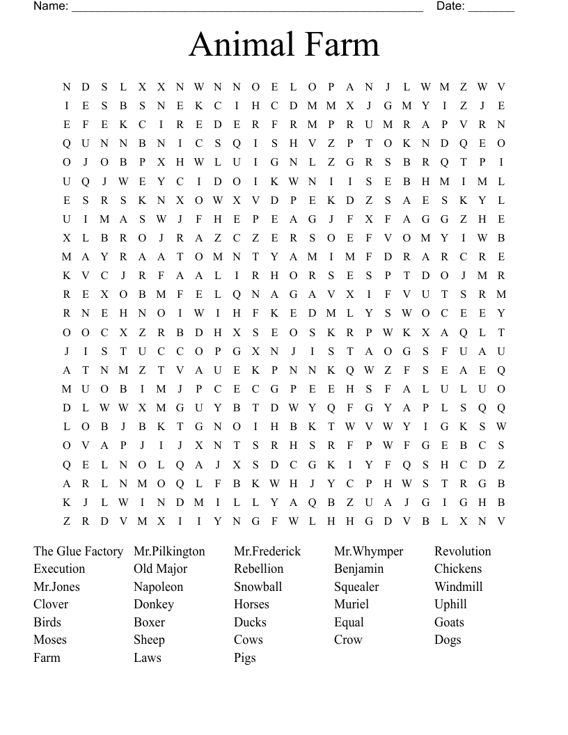 Animal Farm Word Search