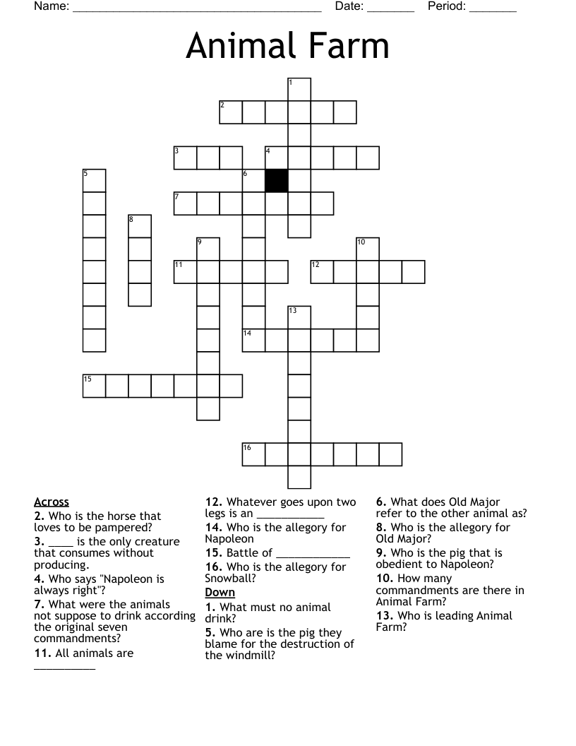 Animal Farm Crossword