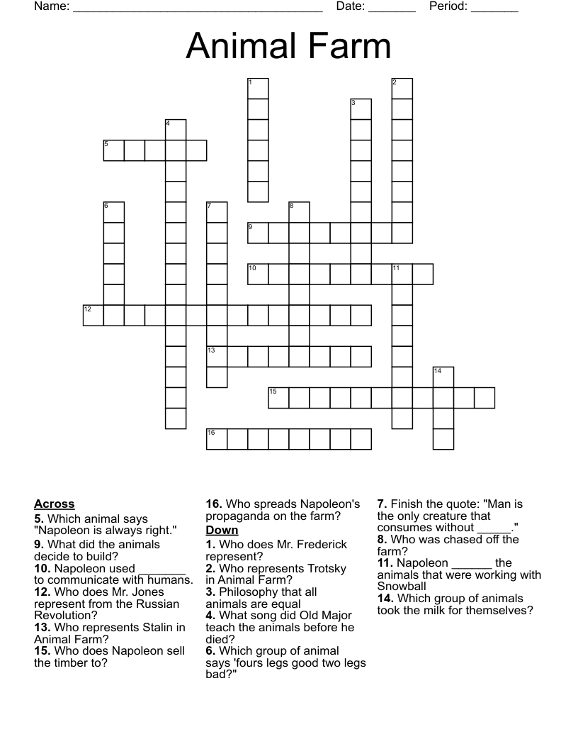 Animal Farm Crossword
