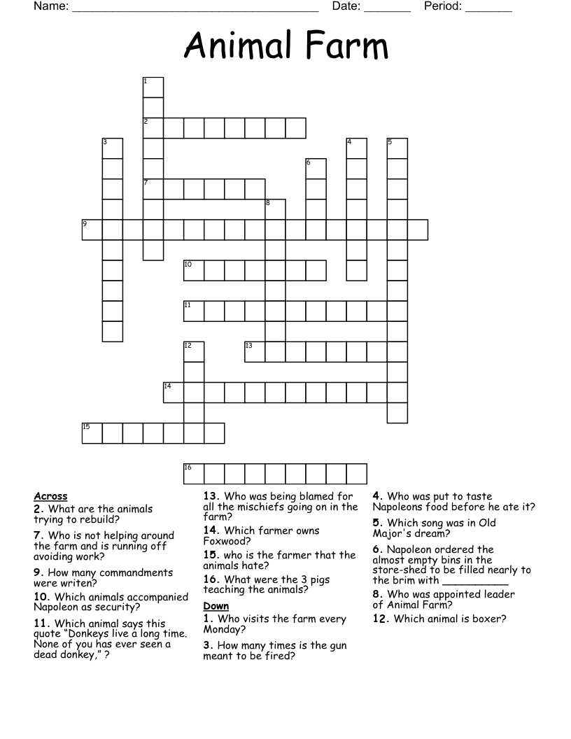 Animal Farm Crossword