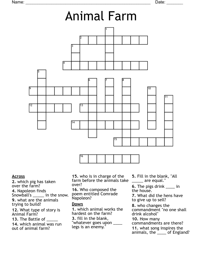 Animal Farm Crossword