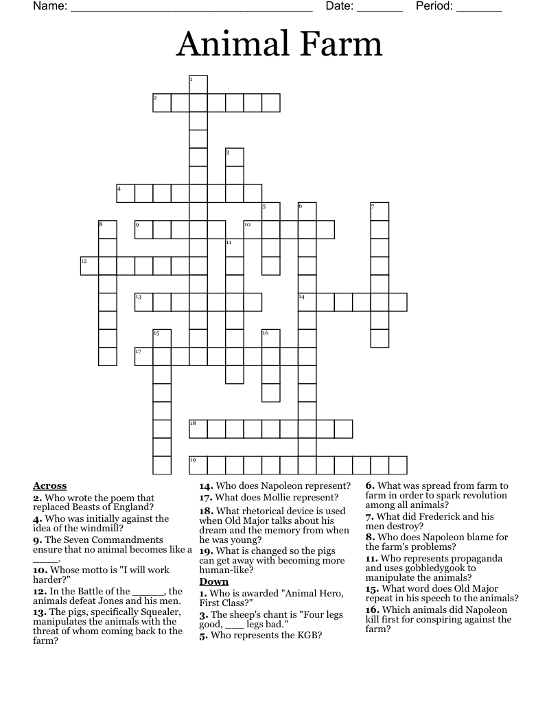 Animal Farm Crossword