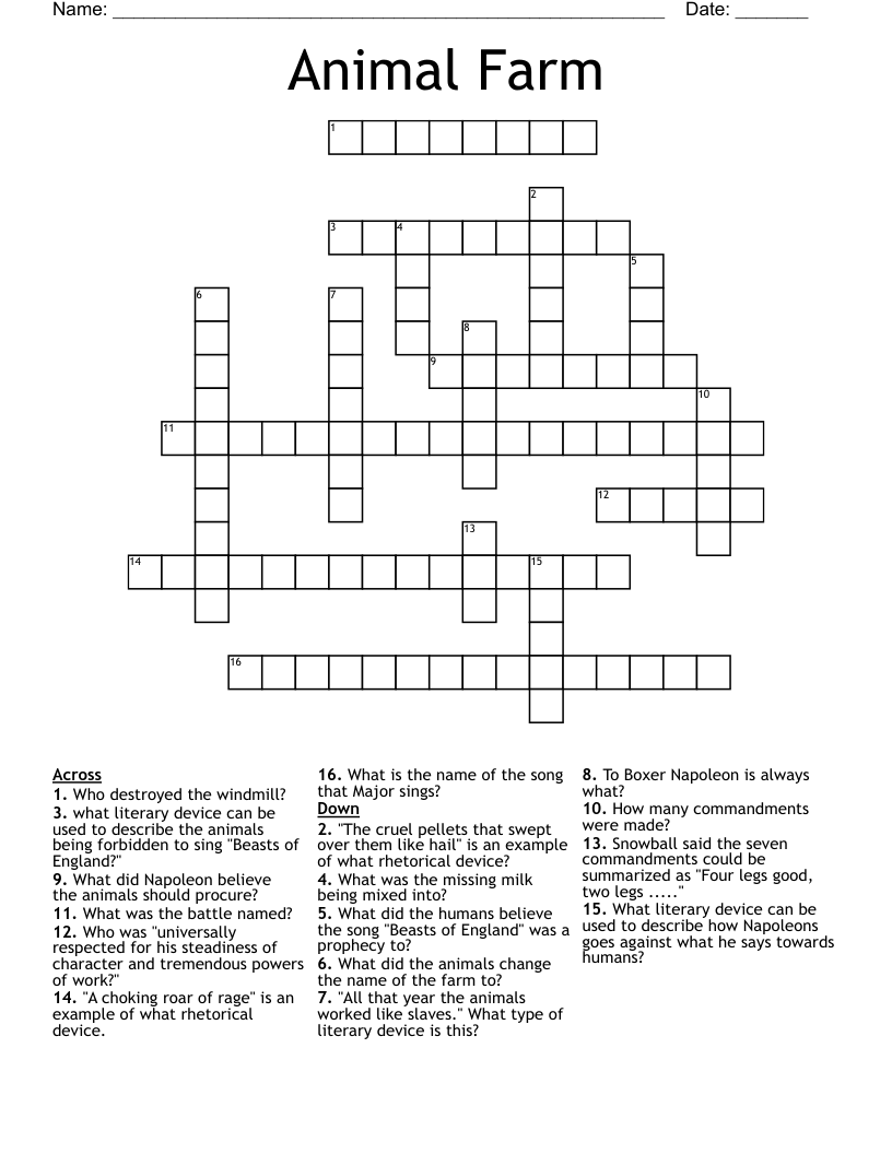 Animal Farm Crossword