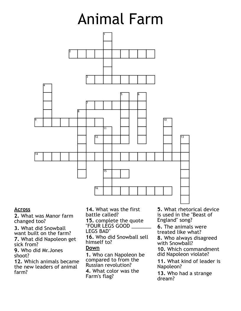 Animal Farm Crossword