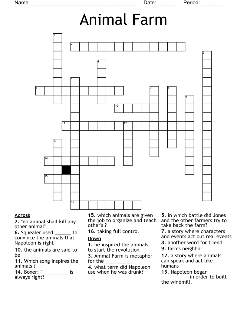 Animal Farm Crossword