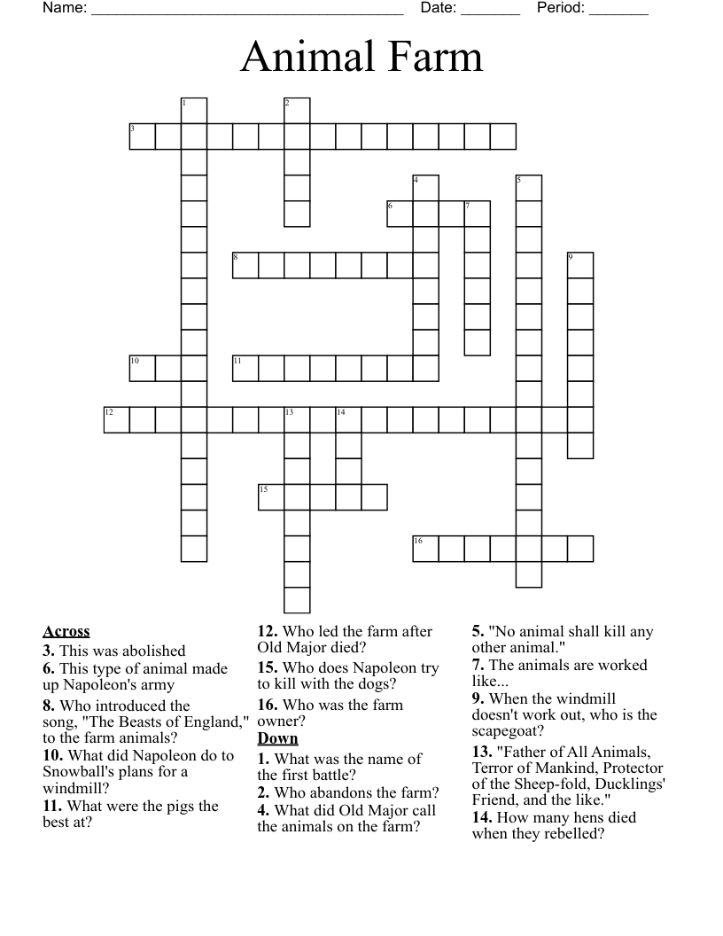 Animal Farm Crossword