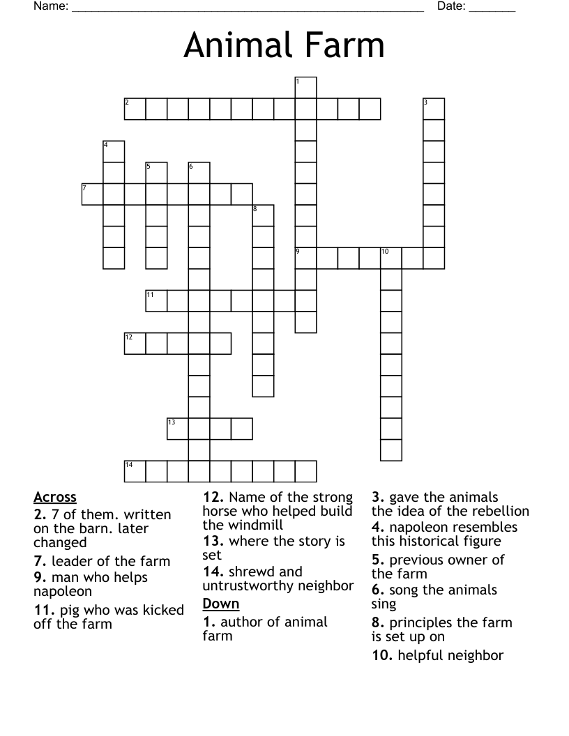 Animal Farm Crossword