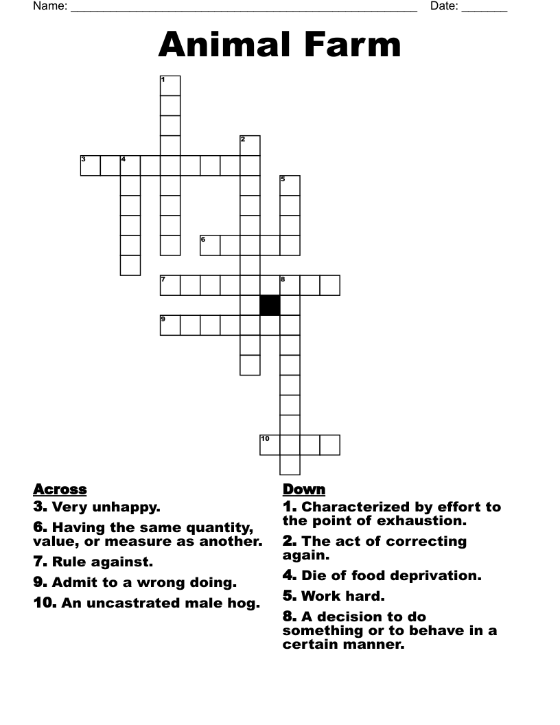 Animal Farm Crossword