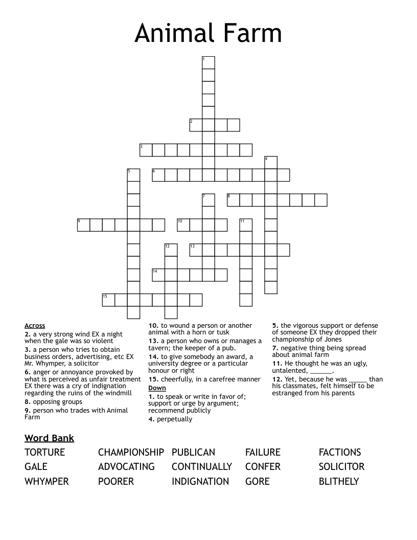 Animal Farm Crossword