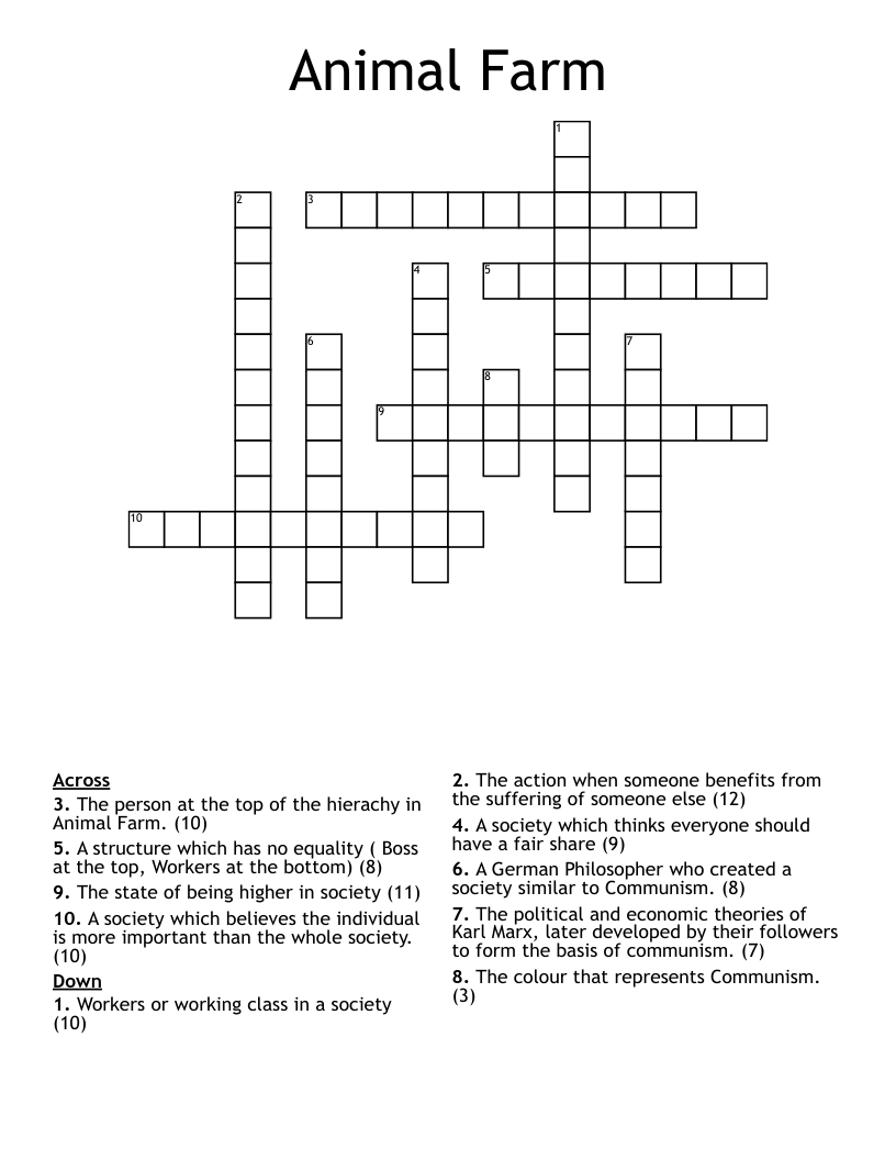 Animal Farm Crossword