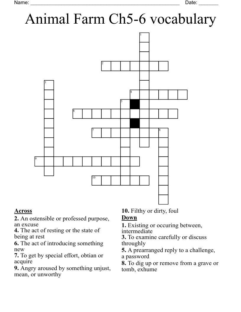 Animal Farm Ch5-6 vocabulary Crossword