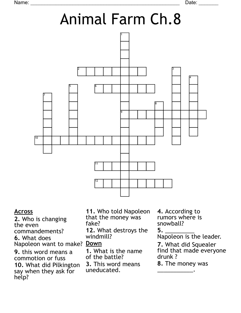 Animal Farm Ch.8 Crossword