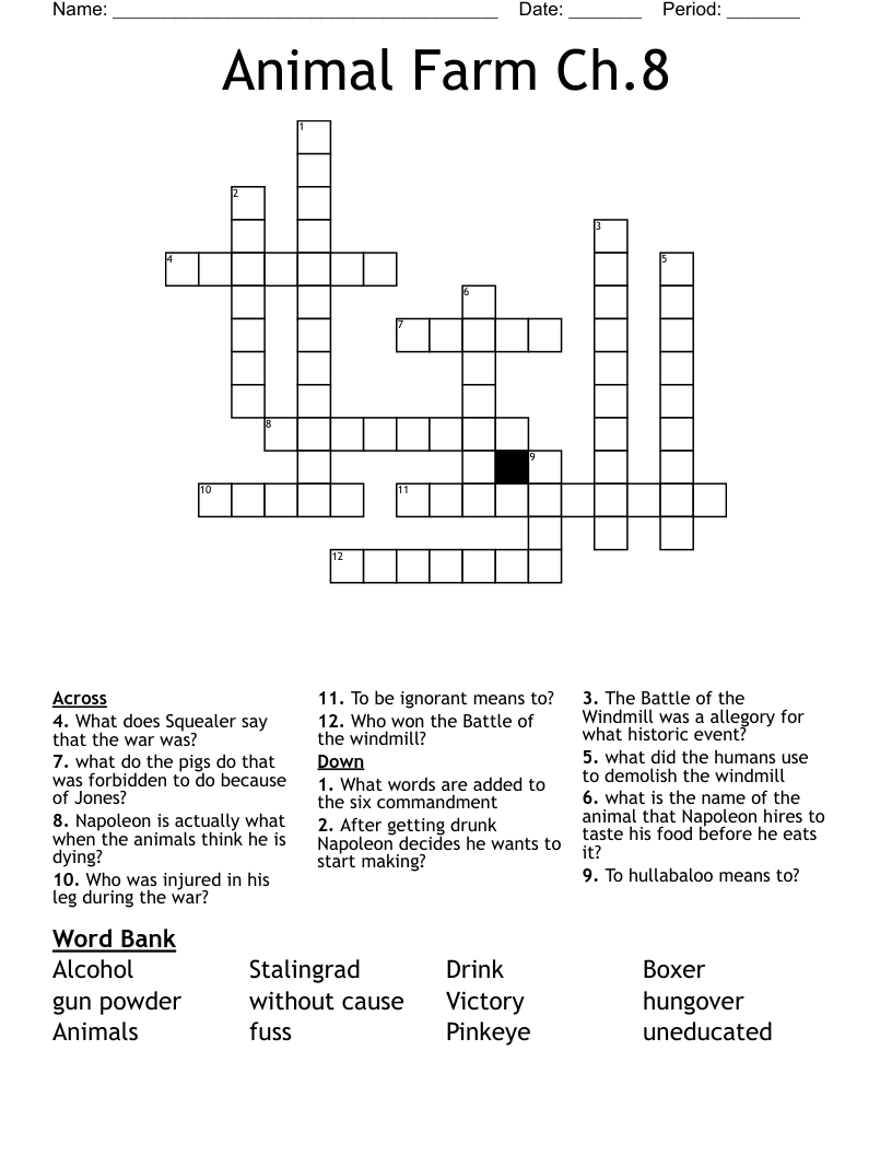 Animal Farm Ch.8 Crossword