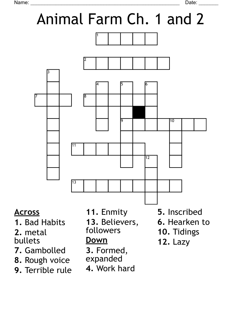 Animal Farm Ch. 1 and 2 Crossword