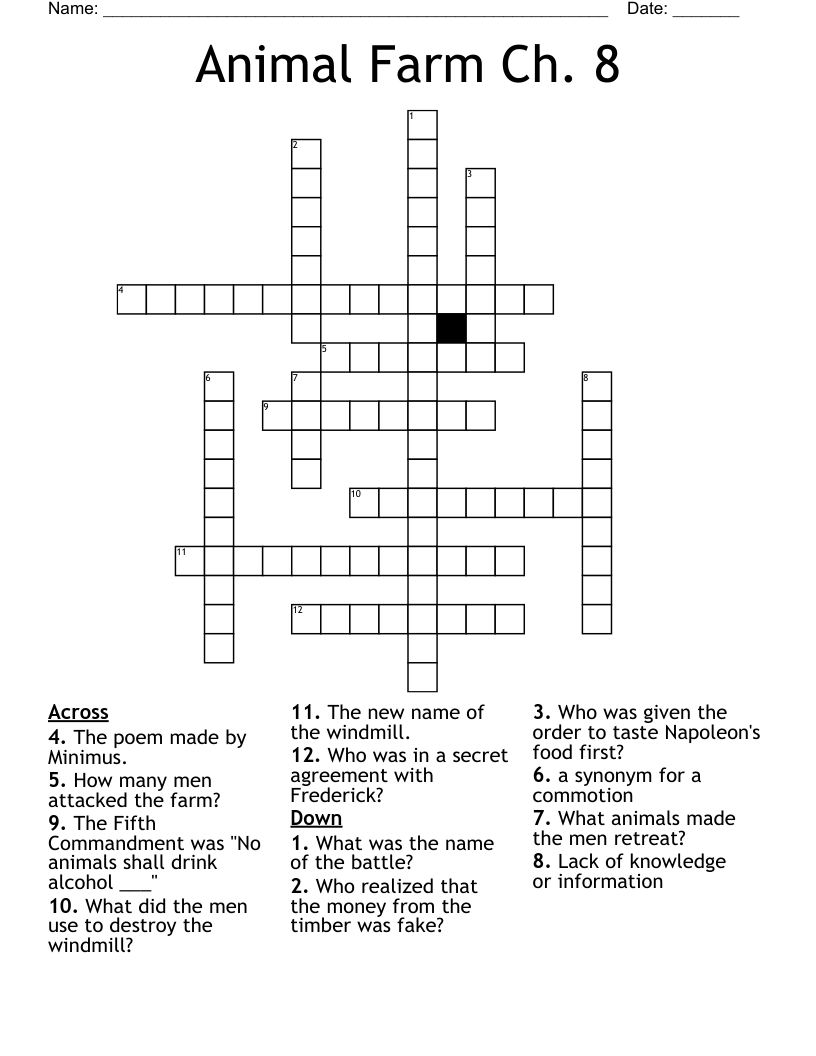 Animal Farm Ch. 8 Crossword
