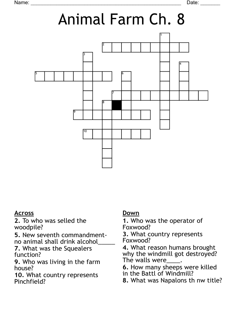 Animal Farm Ch. 8 Crossword