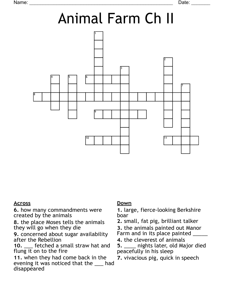 Animal Farm Ch II Crossword