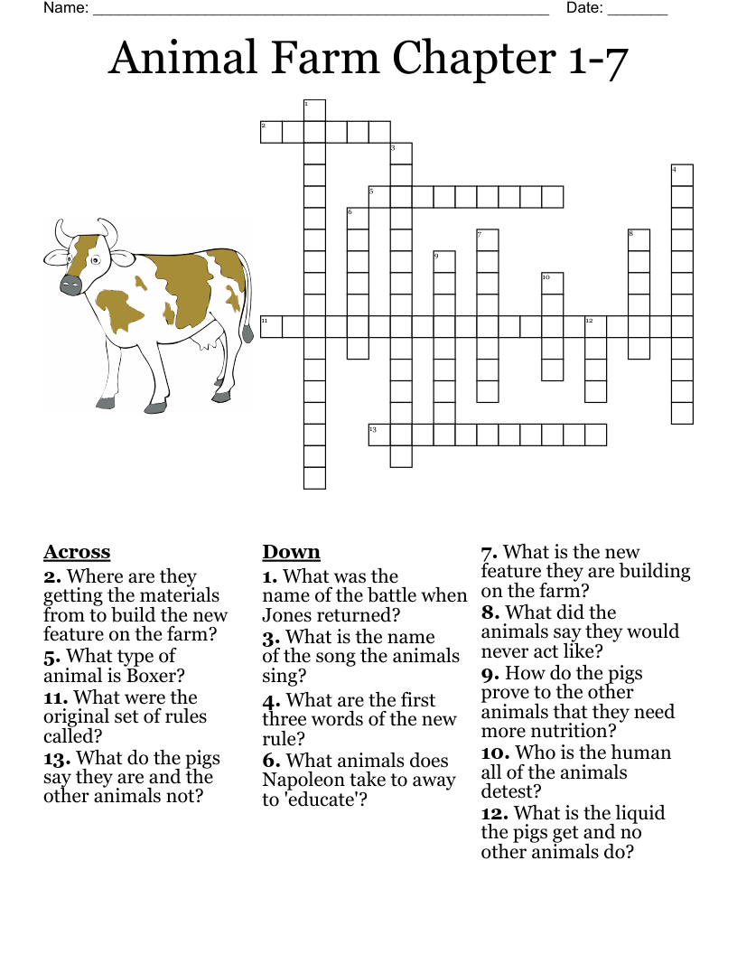Animal Farm Chapter 1-7 Crossword