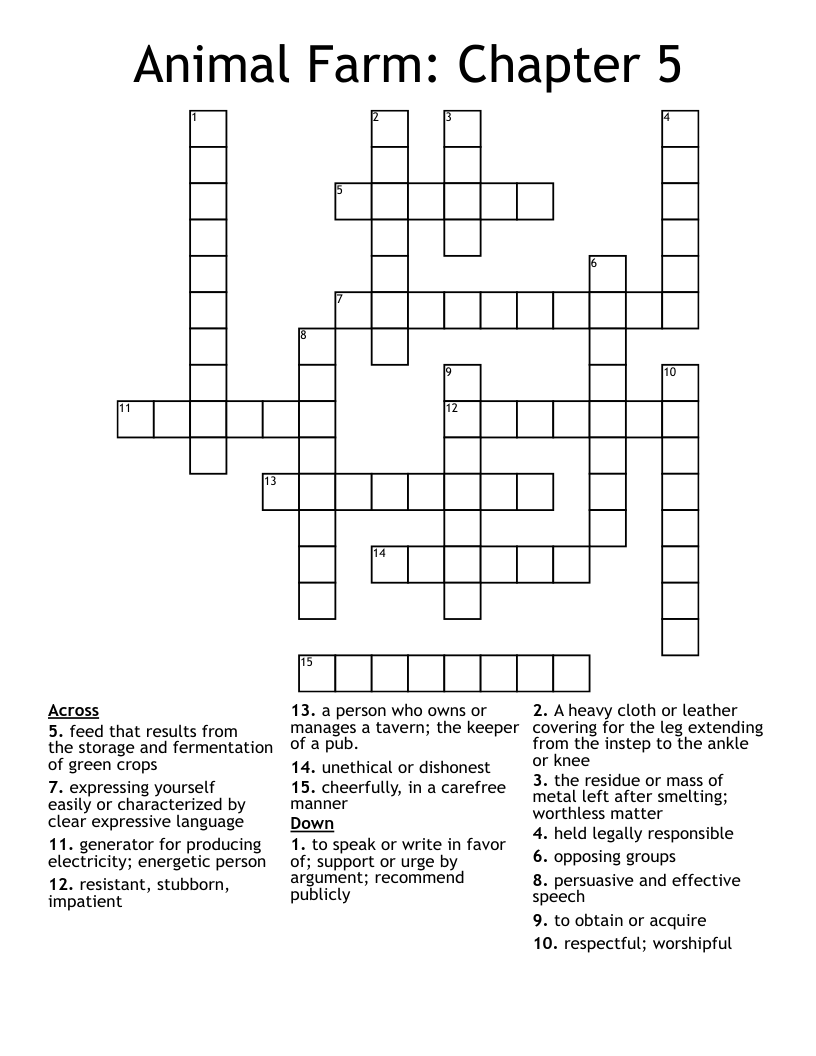 Animal Farm: Chapter 5 Crossword