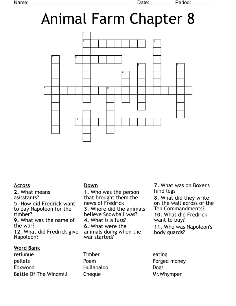 Animal Farm Chapter 8 Crossword