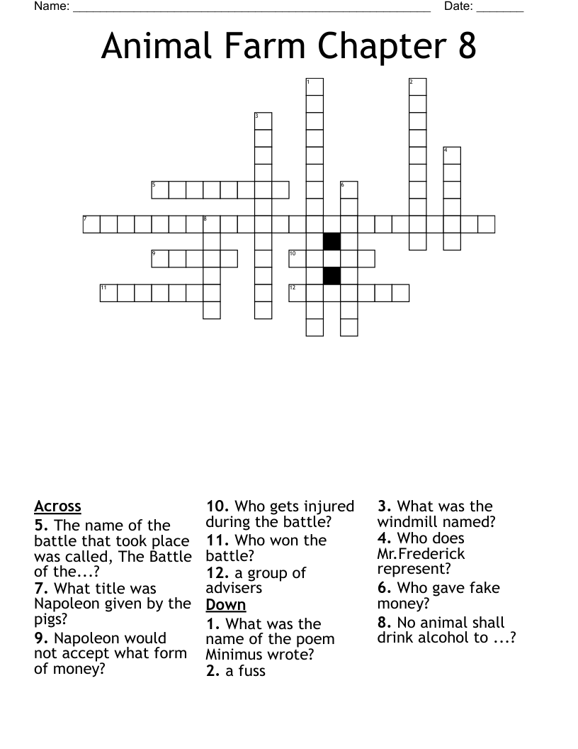 Animal Farm Chapter 8 Crossword