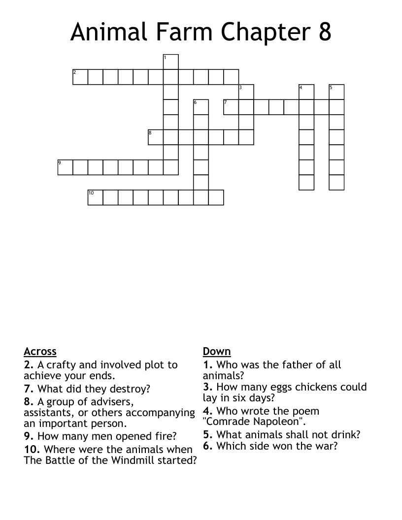 Animal Farm Chapter 8 Crossword