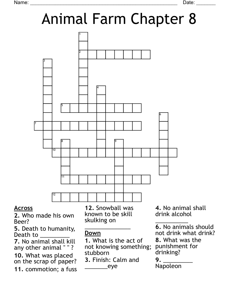 Animal Farm Chapter 8 Crossword