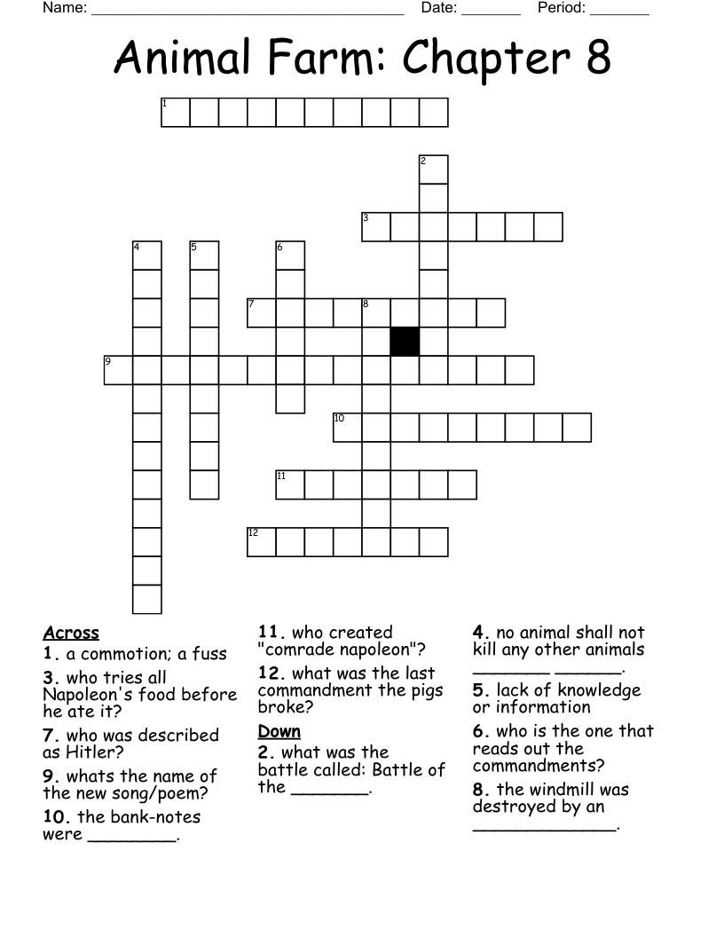 Animal Farm: Chapter 8 Crossword