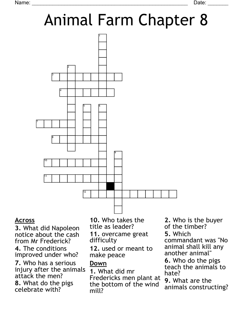 Animal Farm Chapter 8 Crossword