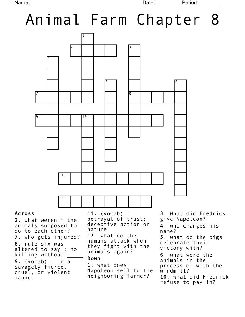 Animal Farm Chapter 8 Crossword
