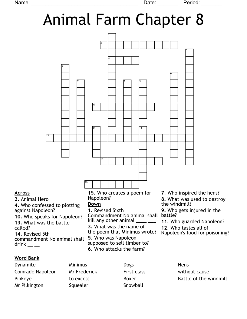 Animal Farm Chapter 8 Crossword