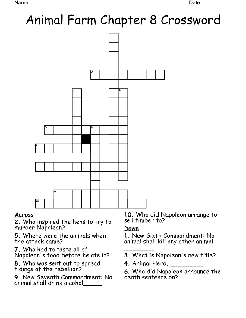 Animal Farm Chapter 8 Crossword