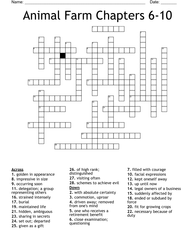 Animal Farm Chapters 6-10 Crossword