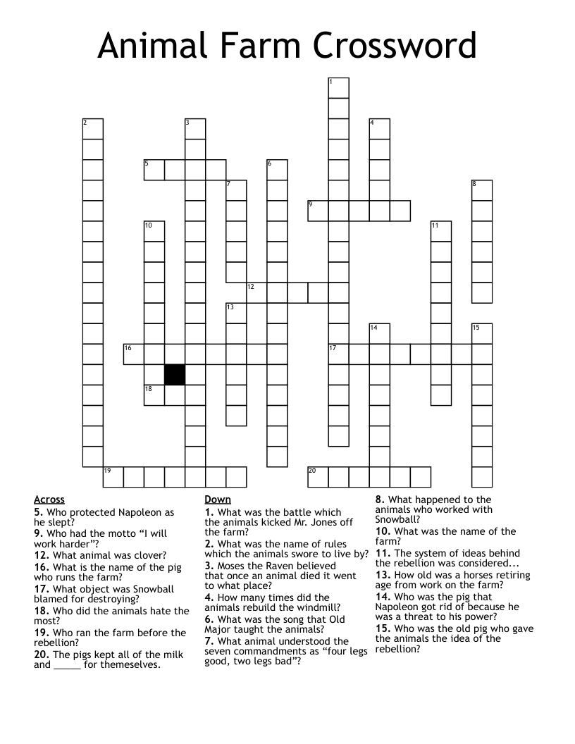 Animal Farm Crossword