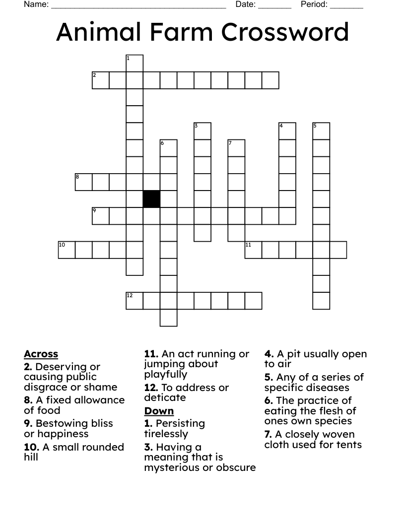 Animal Farm Crossword