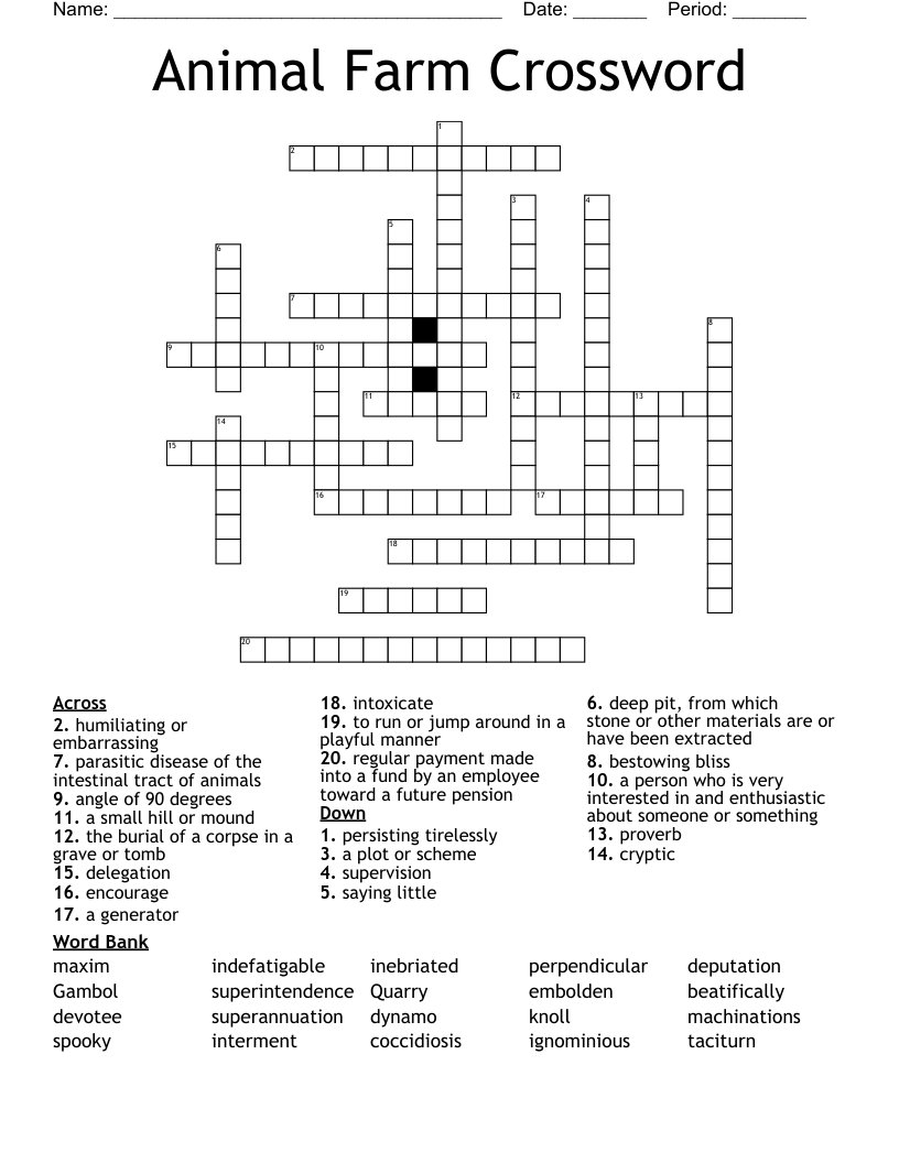Animal Farm Crossword